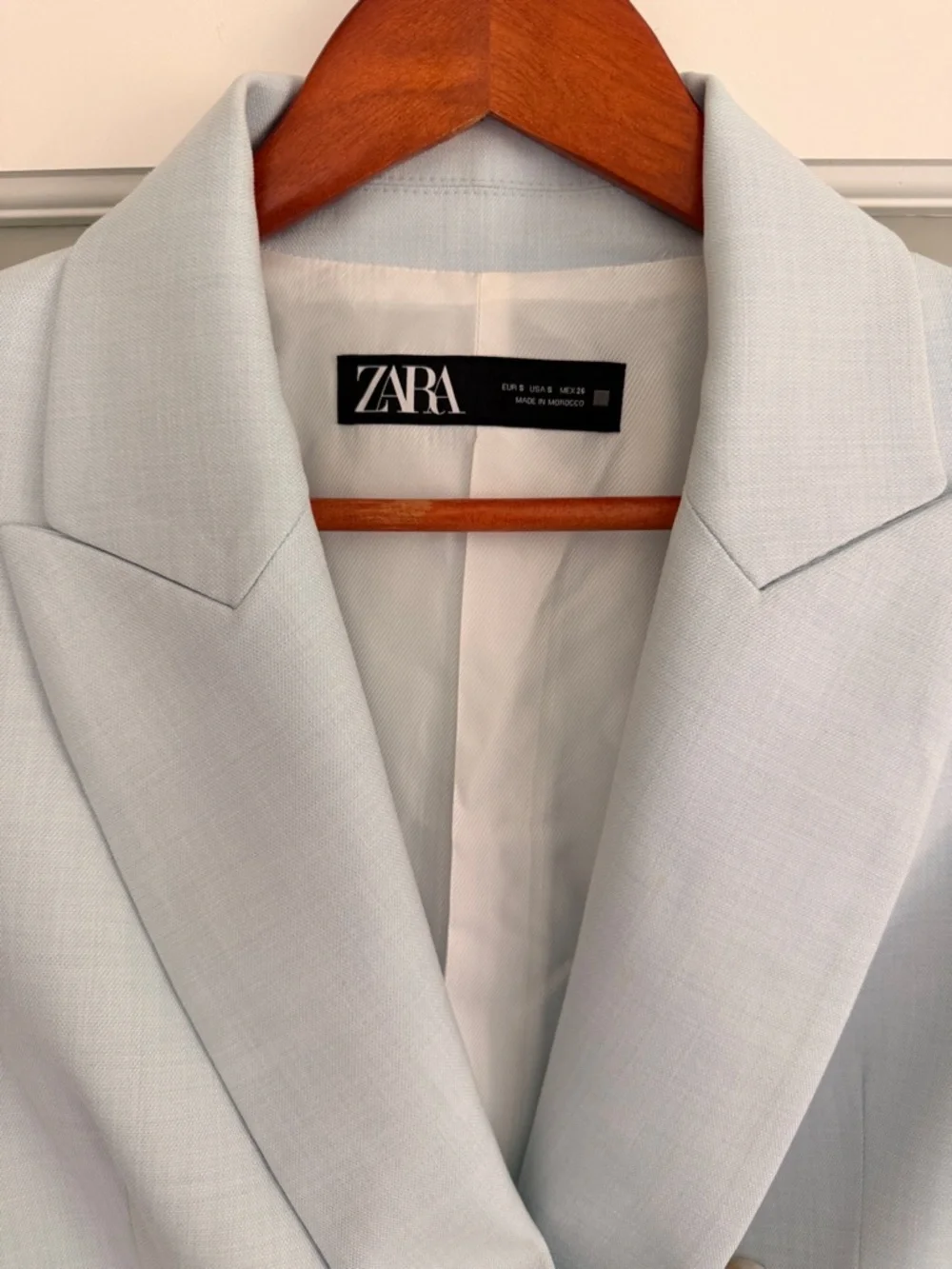 Zara Cropped Double-Breasted Blazer - Pale Blue - Picture 14 of 15